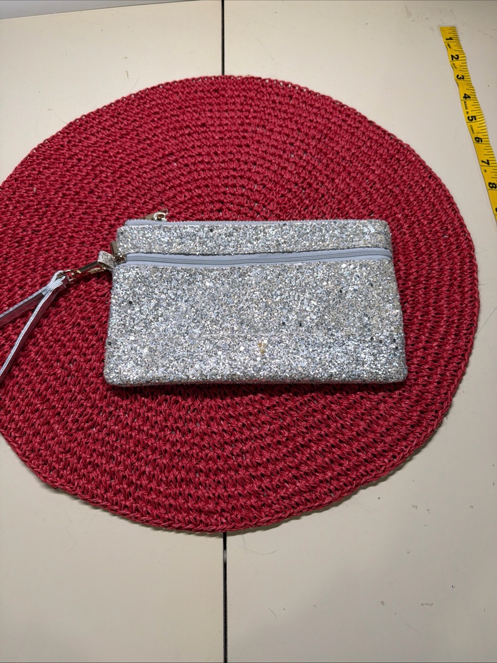 Silver Glitter Wristlet Clutch - Sparkling Evening Bag